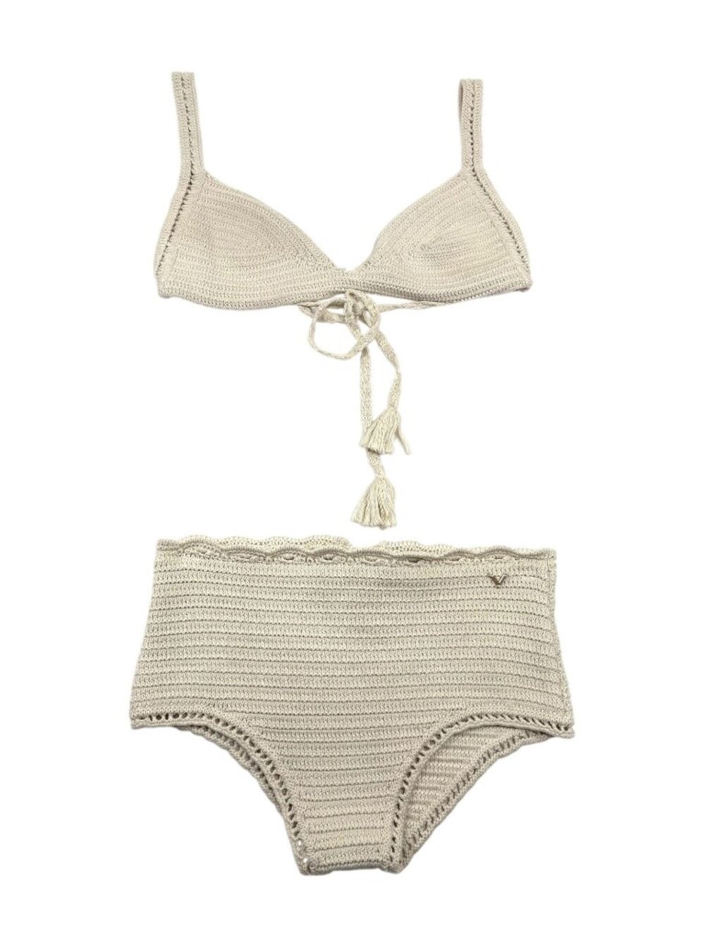 Valentino Cotton Crochet Bikini in Off-White